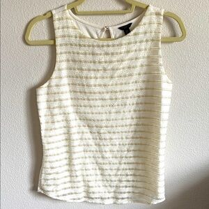 Petite Ann Taylor Gold and Ivory Blouse